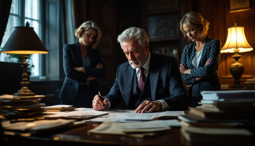 A person calculating inheritance tax with paperwork.